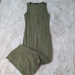 Boohoo Khaki Sleeveless Long Dress